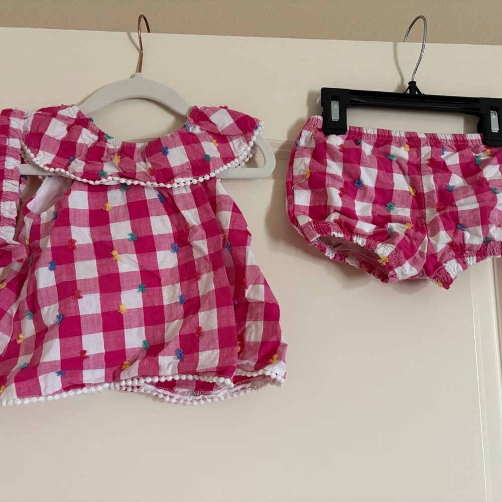Pink Gingham Baby Outfit